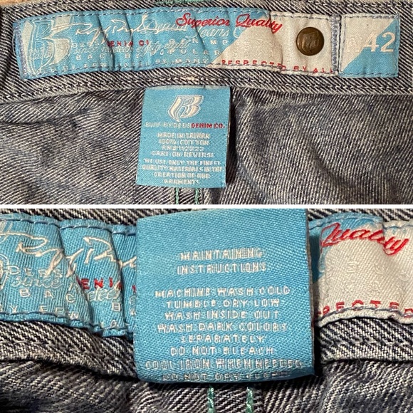 Rare RUFF RYDERS Denim Baggy Fit Jeans Mens Size 42 Logo Distressed DMX Hip Hop - Picture 4 of 13